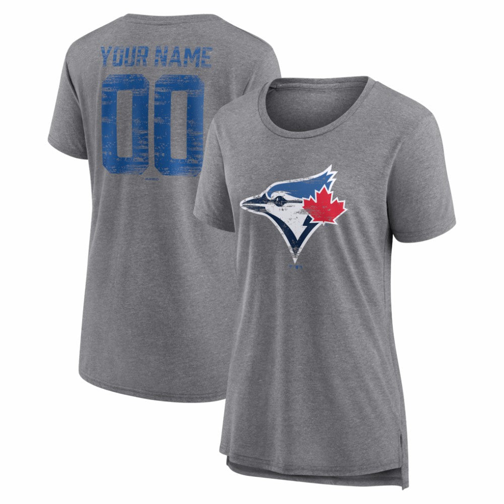 Toronto Blue Jays Women's Heritage Personalized Any Name & Number Tri-Blend T-Shirt - MLB T-shirts