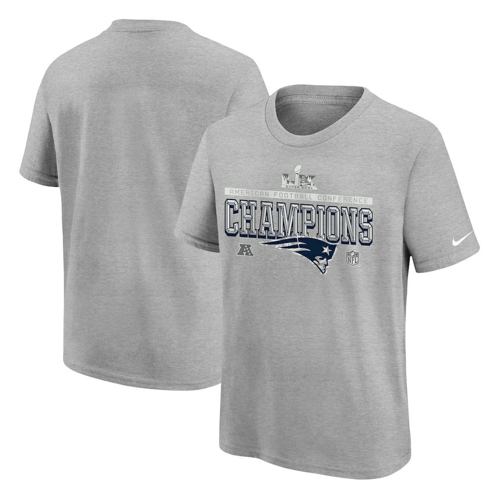 New England Patriots Youth 2025 AFC Champions Locker Room Trophy Collection Authentic T-Shirt | NFL Online