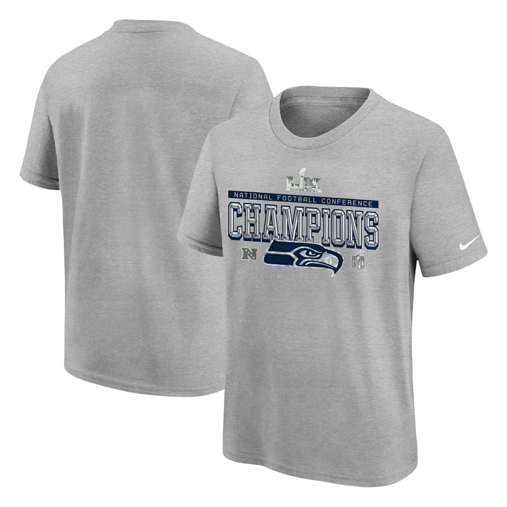 Seattle Seahawks Youth 2025 NFC Champions Locker Room Trophy Collection Authentic T-Shirt | NFL Sale
