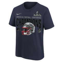 New England Patriots Youth 2025 AFC Champions Glory Shield Helmet T-Shirt | NFL Online