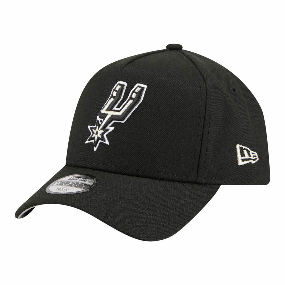 Black San Antonio Spurs Youth 9FORTY A-Frame Adjustable Hat | NBA