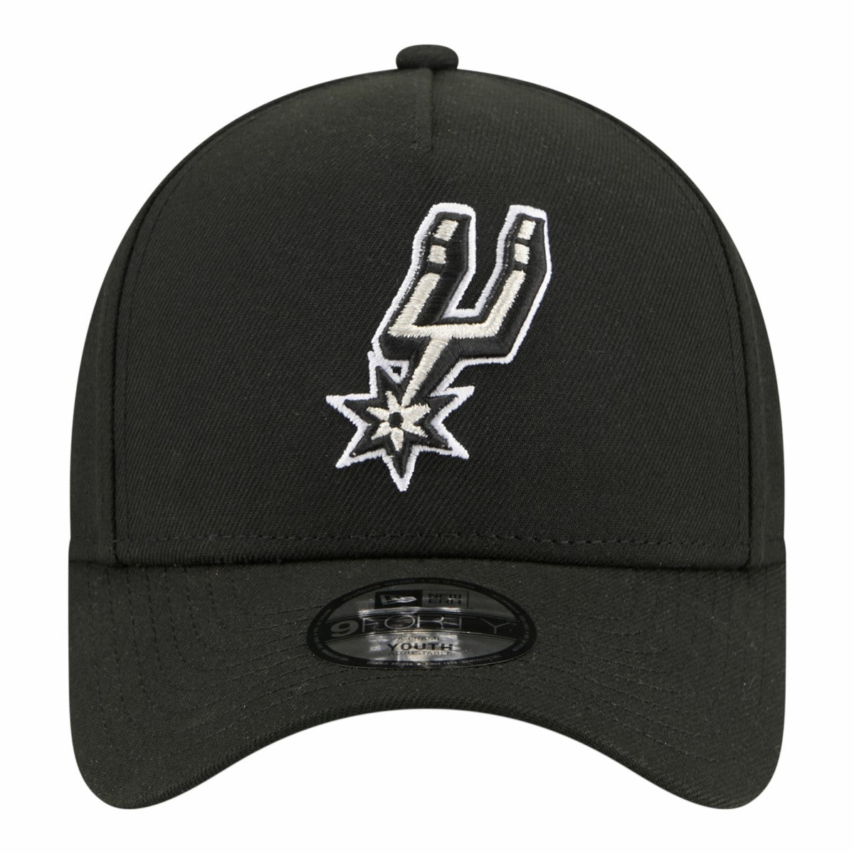 Black San Antonio Spurs Youth 9FORTY A-Frame Adjustable Hat | NBA