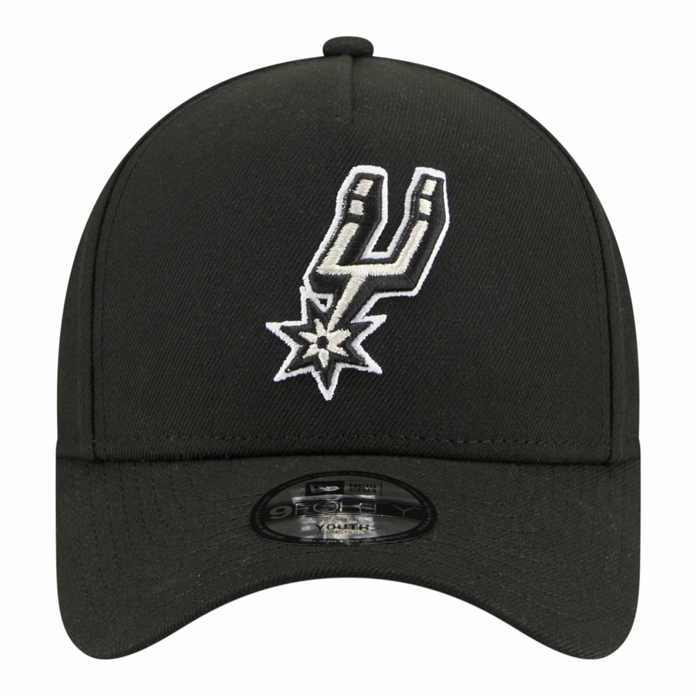 Black San Antonio Spurs Youth 9FORTY A-Frame Adjustable Hat | NBA