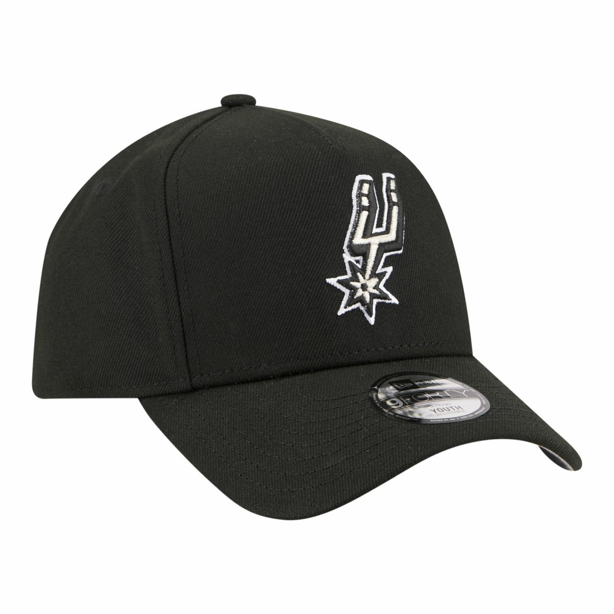 Black San Antonio Spurs Youth 9FORTY A-Frame Adjustable Hat | NBA