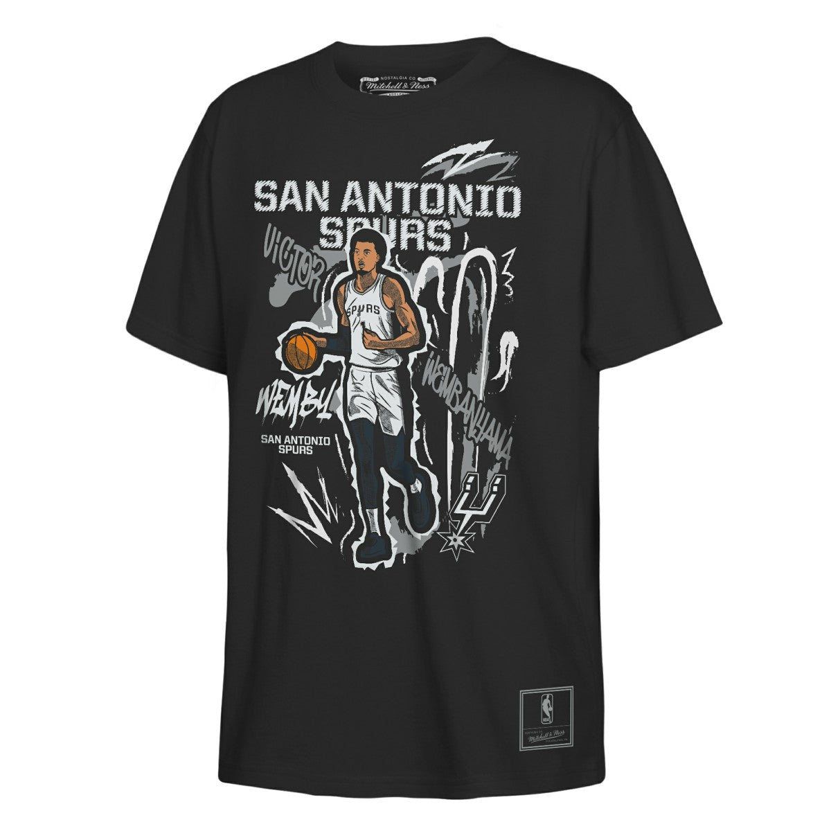 Black Victor Wembanyama San Antonio Spurs Outerstuff Youth Chalked Up Player Name & Number T-Shirt | NBA