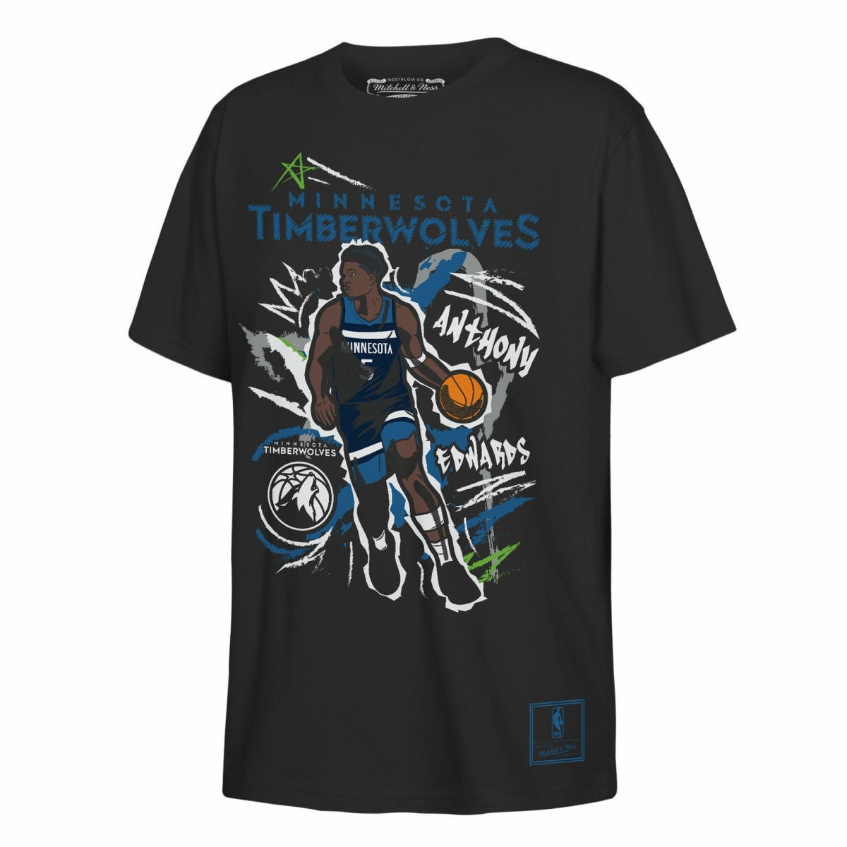 Black Anthony Edwards Minnesota Timberwolves Outerstuff Youth Chalked Up Player Name & Number T-Shirt | NBA