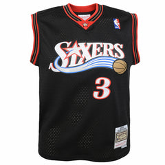 Black Allen Iverson Philadelphia 76ers Youth 2000-01 Swingman Road Jersey | NBA