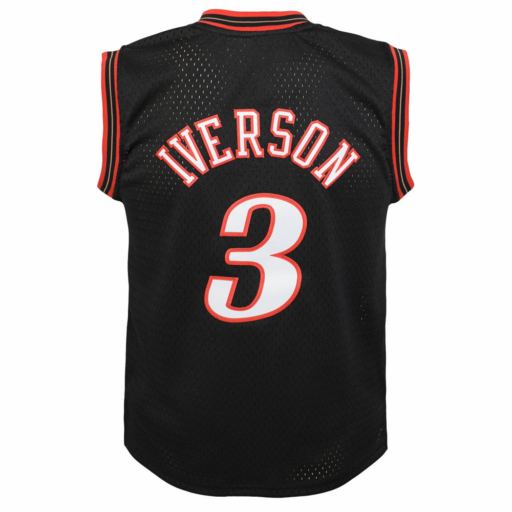 Black Allen Iverson Philadelphia 76ers Youth 2000-01 Swingman Road Jersey | NBA