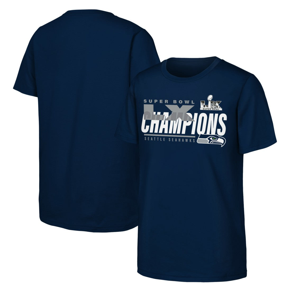 Seattle Seahawks Youth Super Bowl LX Champions Iconic Victory T-Shirt | NFL Online