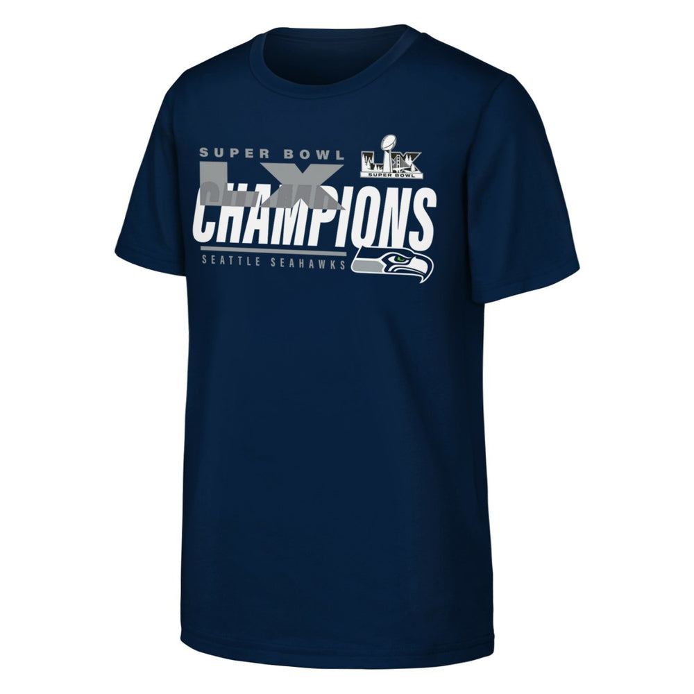 Seattle Seahawks Youth Super Bowl LX Champions Iconic Victory T-Shirt | NFL Online