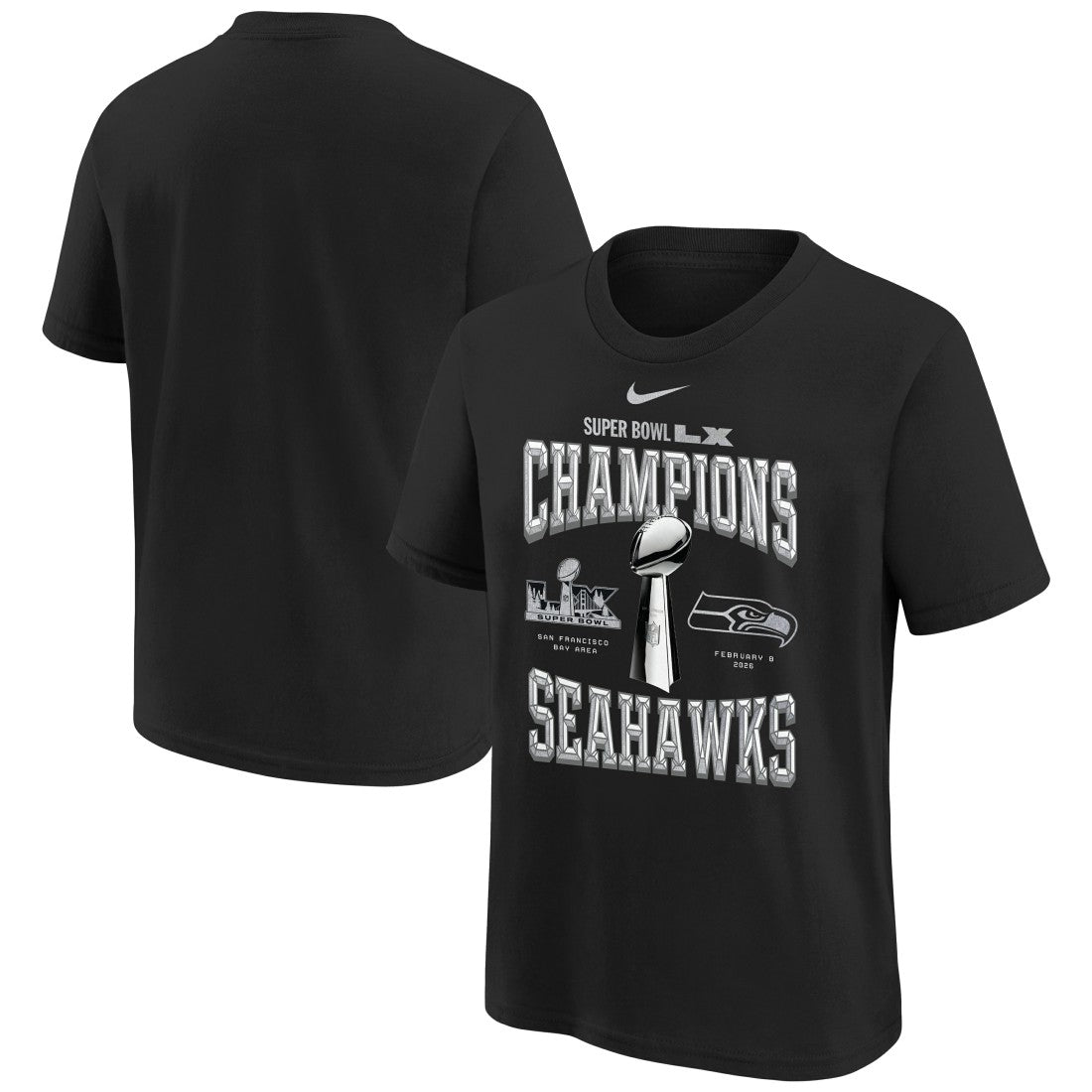 Seattle Seahawks Youth Super Bowl LX Champions Locker Room Trophy Collection Replica T-Shirt | NFL New