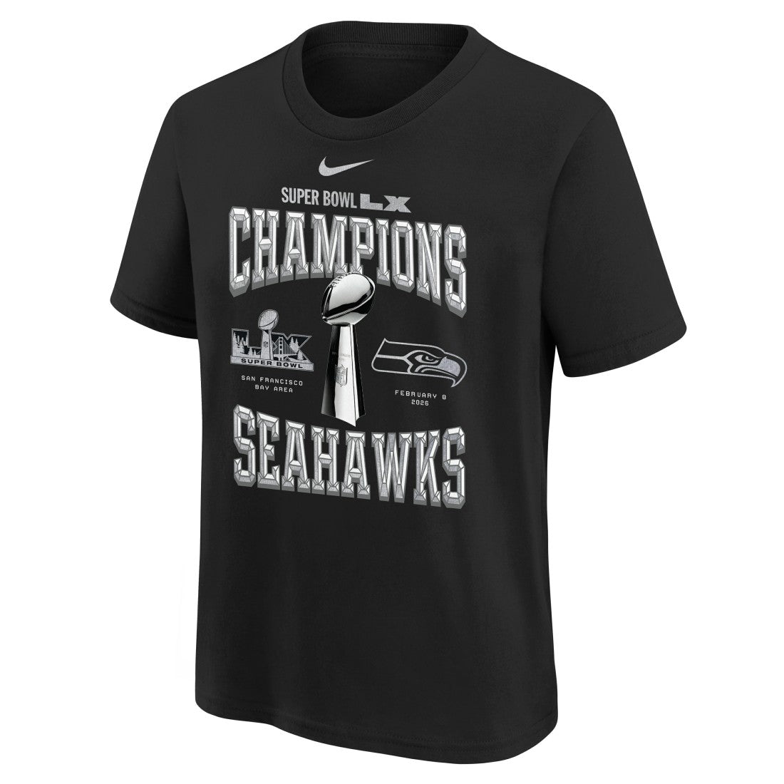 Seattle Seahawks Youth Super Bowl LX Champions Locker Room Trophy Collection Replica T-Shirt | NFL New