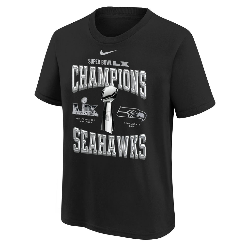 Seattle Seahawks Youth Super Bowl LX Champions Locker Room Trophy Collection Replica T-Shirt | NFL New