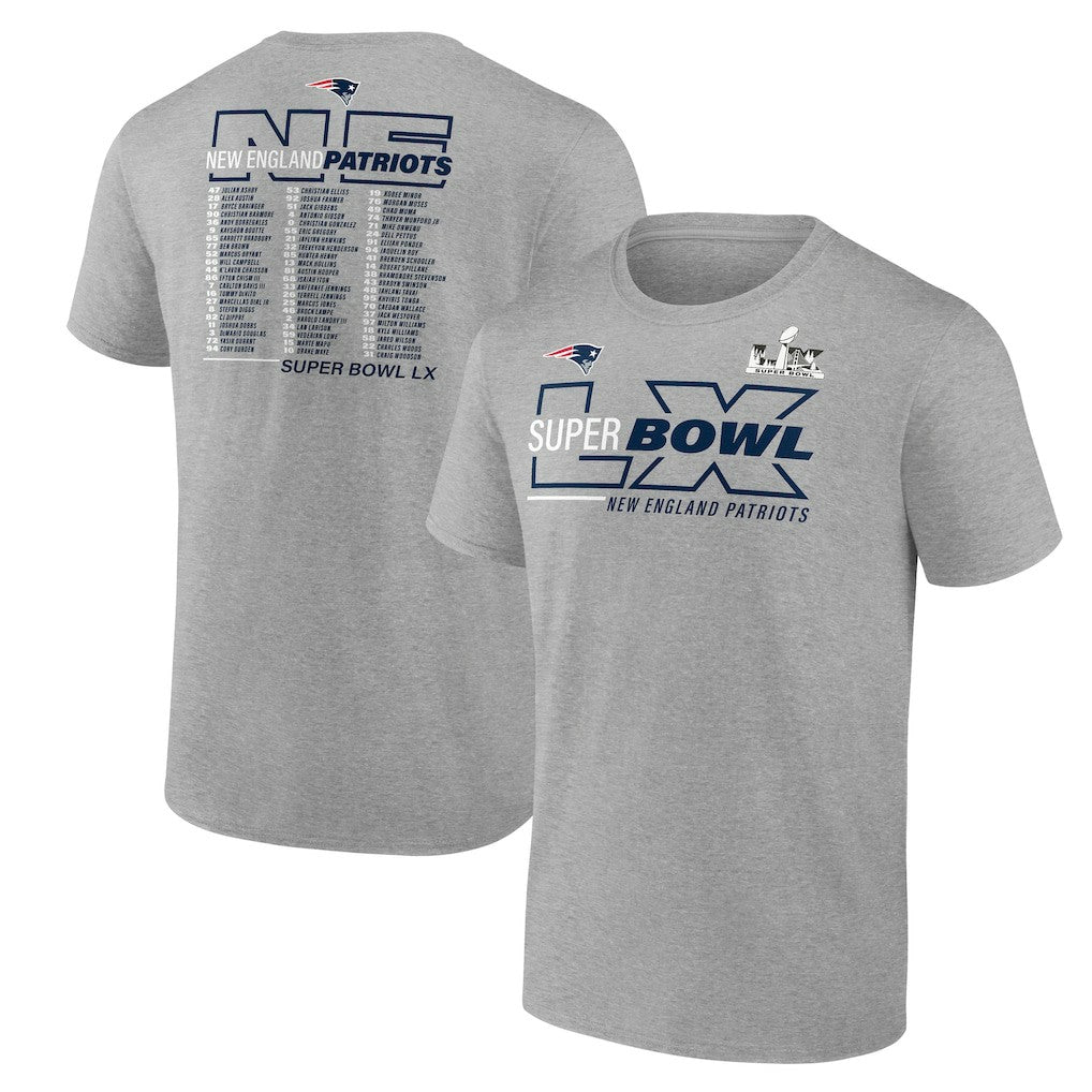 New England Patriots Super Bowl LX Big & Tall Roster T-Shirt | NFL Hot