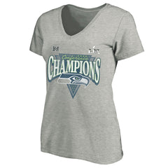 Seattle Seahawks Women's 2025 NFC Champions Plus Size Hail Mary Tri-Blend V-Neck T-Shirt | NFL Discount