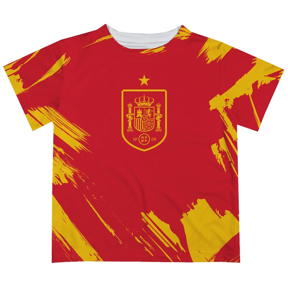 Spain National Team Vive La Fete Youth Paint Brush T-Shirt for sale - Red
