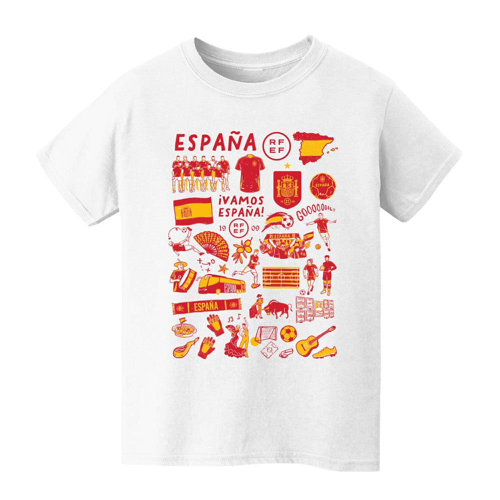 Spain National Team Vive La Fete Toddler Impressions Artwork T-Shirt for sale - White