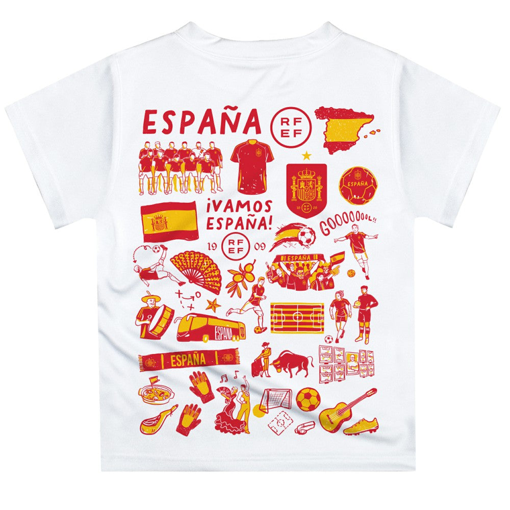 Spain National Team Vive La Fete Youth Impressions Artwork T-Shirt for sale - White