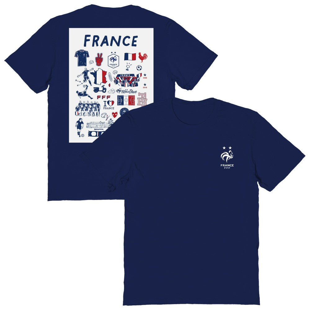 France National Team Vive La Fete Women's Impressions Artwork Fitted T-Shirt for sale - Navy