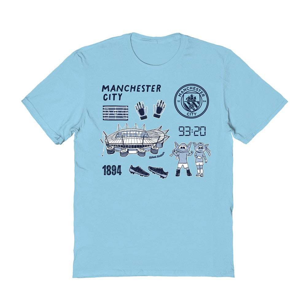 Manchester City Vive La Fete Toddler Impressions Icons T-Shirt Discount - Light Blue
