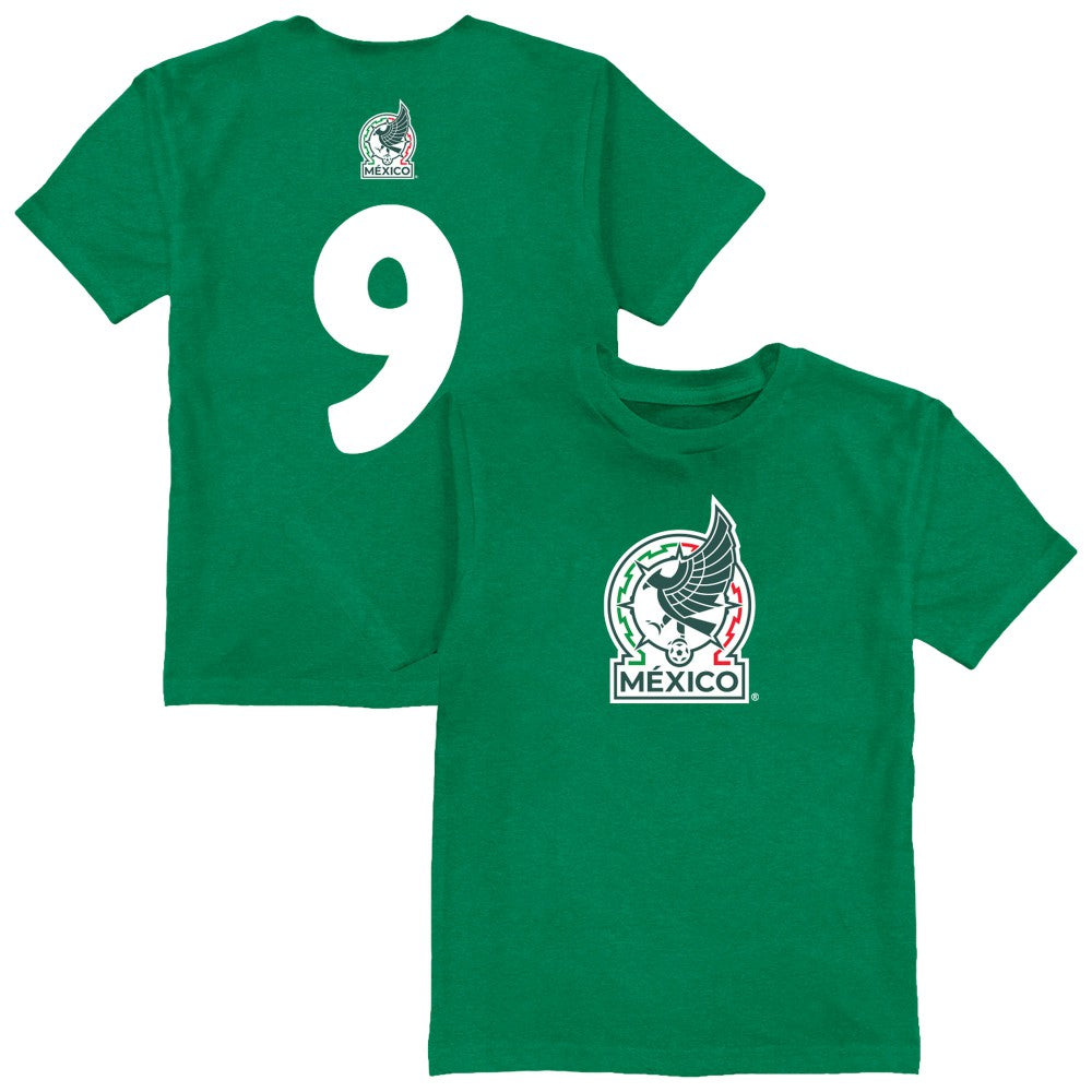 Raúl Jiménez Mexico National Team Vive La Fete Youth Player Name & Number Color Badge T-Shirt