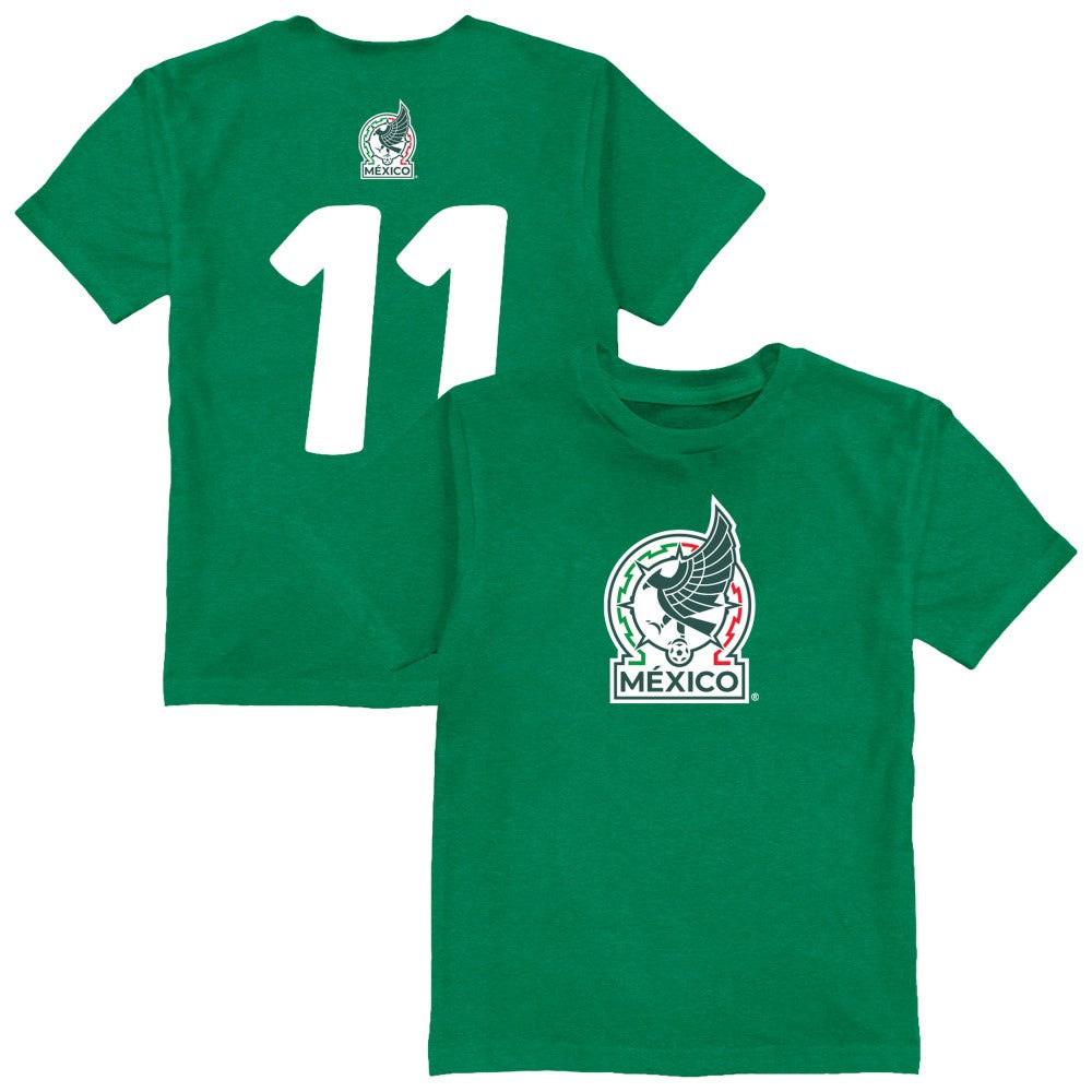 Santiago Gimenez Mexico National Team Vive La Fete Youth Player Name & Number Color Badge T-Shirt
