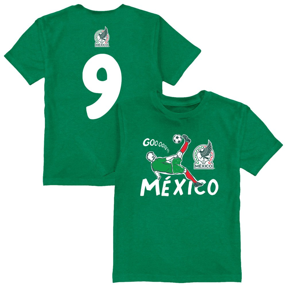 Raúl Jiménez Mexico National Team Vive La Fete Youth Player Name & Number Chilena Style T-Shirt