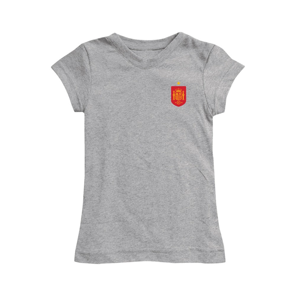 Spain National Team Vive La Fete Girls Toddler Impressions Artwork Fitted T-Shirt for sale - Gray