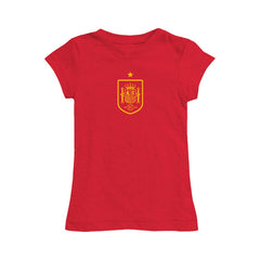 Spain National Team Vive La Fete Girls Youth Color Badge Fitted T-Shirt
