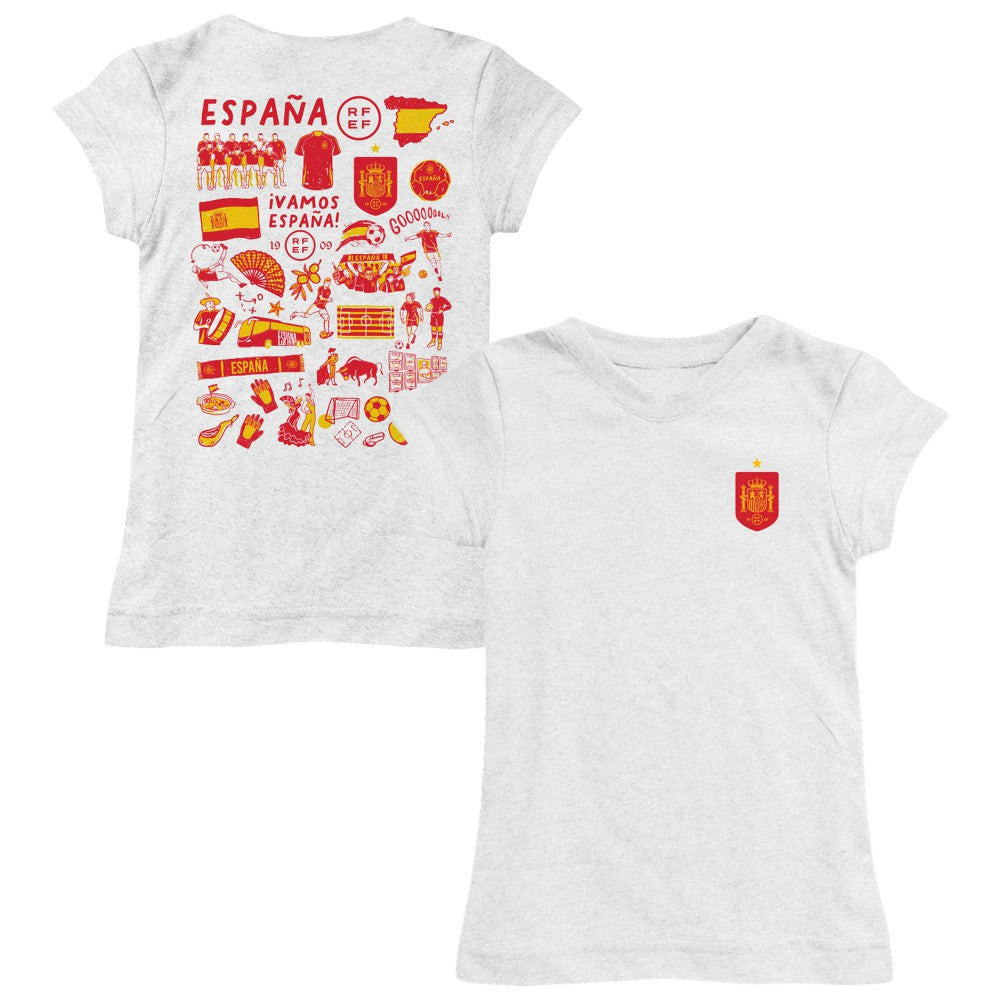 Spain National Team Vive La Fete Girls Youth Impressions Artwork Fitted T-Shirt