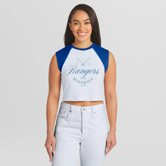 Texas Rangers WEAR by Erin Andrews Women's Cooperstown Cropped Raglan Tank Top - MLB Tanks