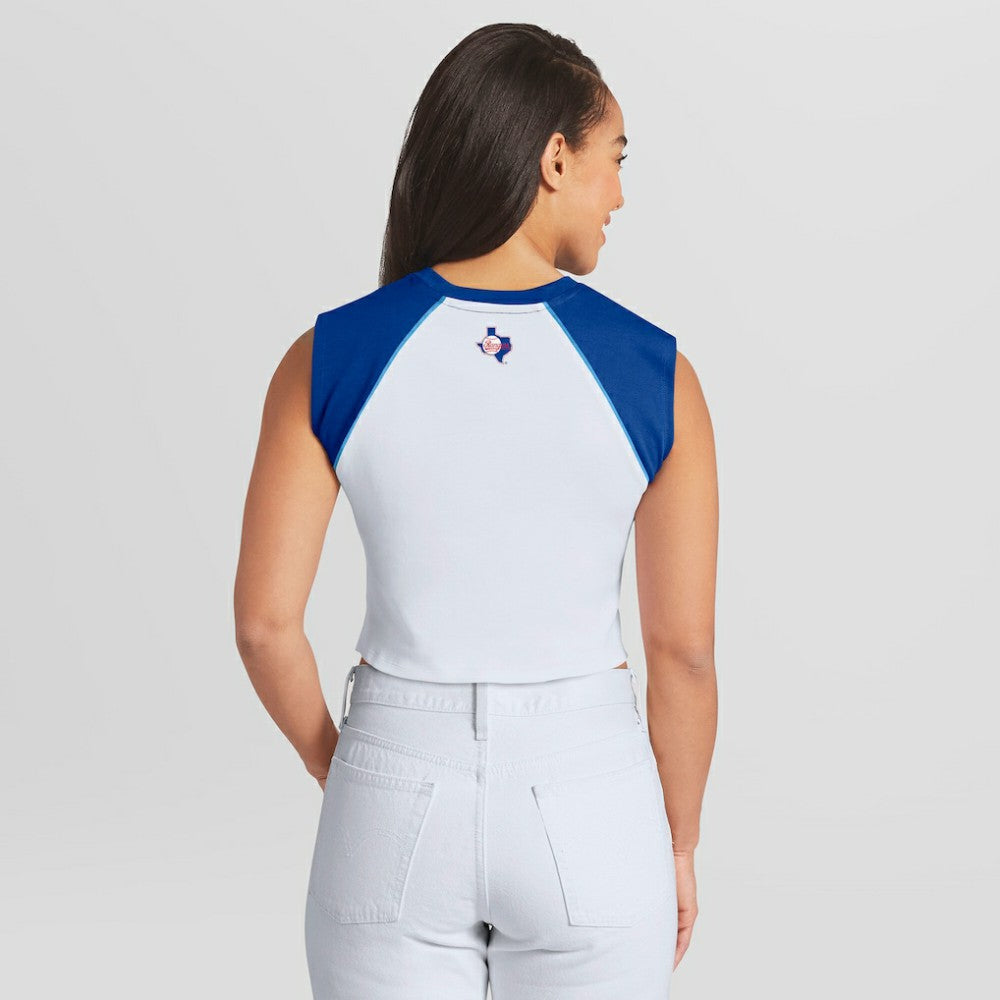 Texas Rangers WEAR by Erin Andrews Women's Cooperstown Cropped Raglan Tank Top - MLB Tanks