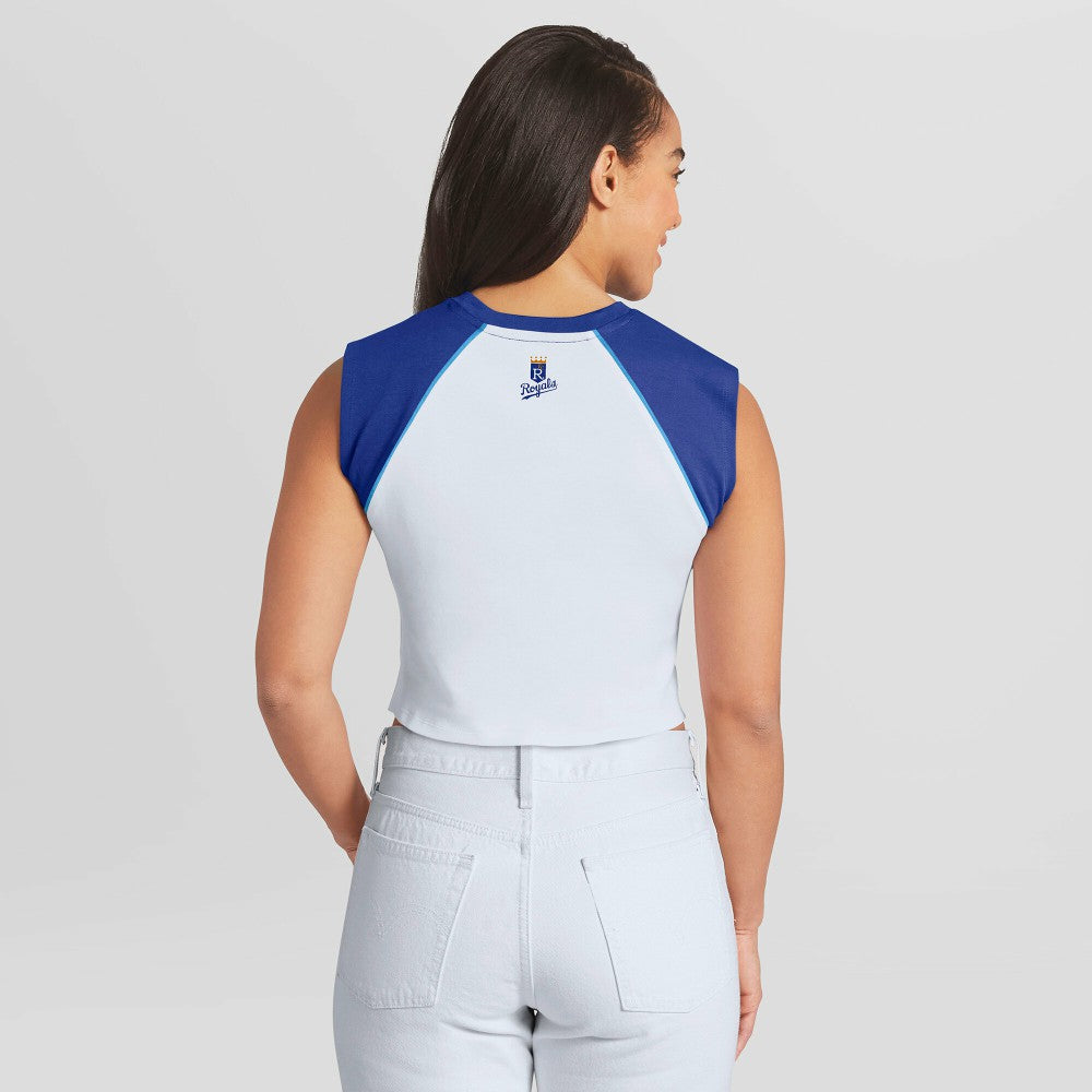 Kansas City Royals WEAR by Erin Andrews Women's Cooperstown Cropped Raglan Tank Top - MLB Tanks