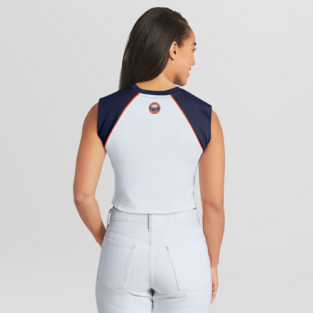 Houston Astros WEAR by Erin Andrews Women's Cooperstown Cropped Raglan Tank Top - MLB Tanks
