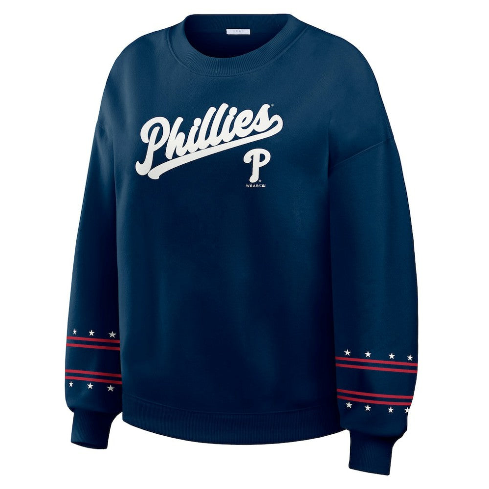 Philadelphia Phillies WEAR by Erin Andrews Women's Americana Heavyweight Fleece Sweatshirt - MLB Sweatshirts