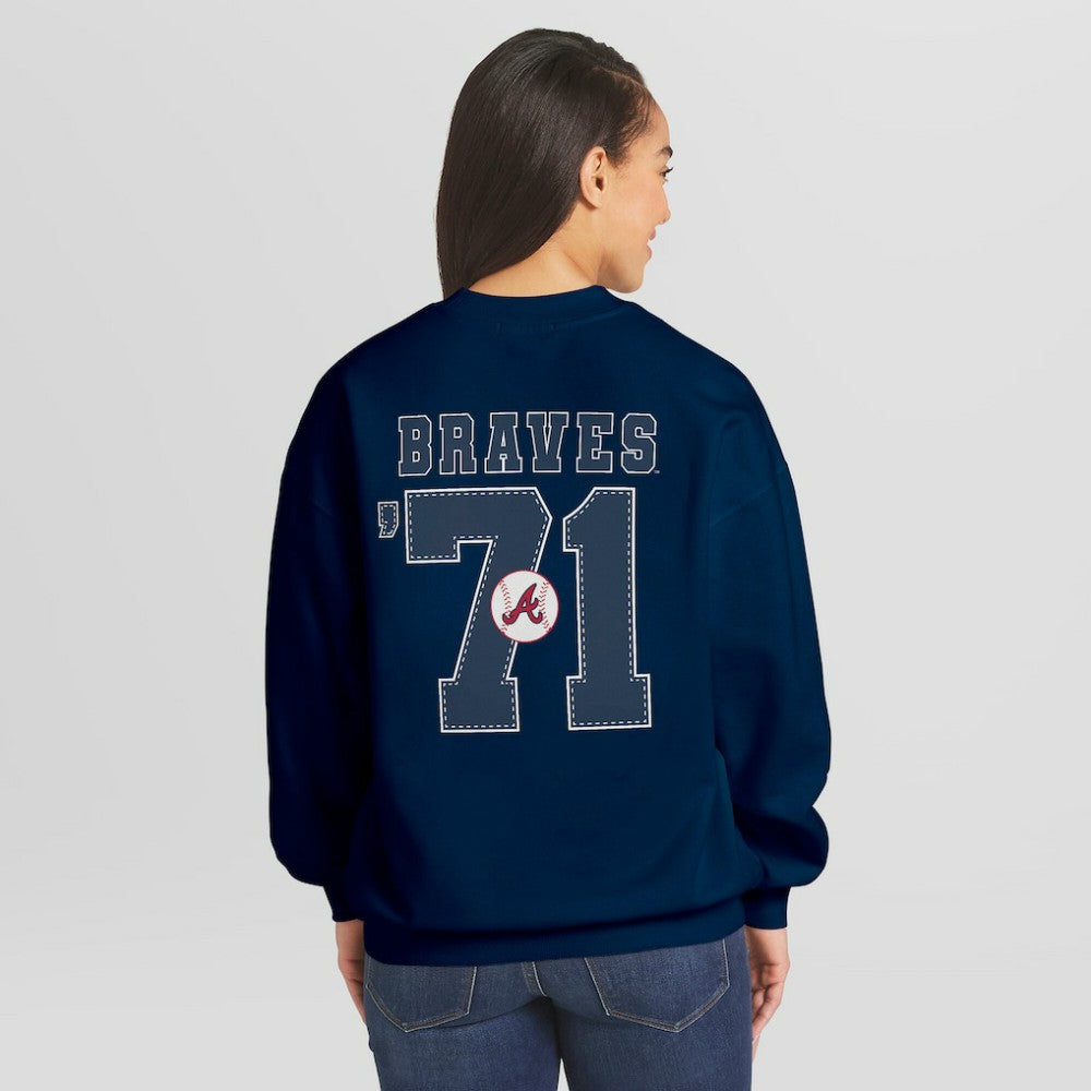 Atlanta Braves WEAR by Erin Andrews Women's Heavyweight Crew Neck Sweatshirt - MLB Sweatshirts