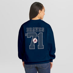 Atlanta Braves WEAR by Erin Andrews Women's Heavyweight Crew Neck Sweatshirt - MLB Sweatshirts