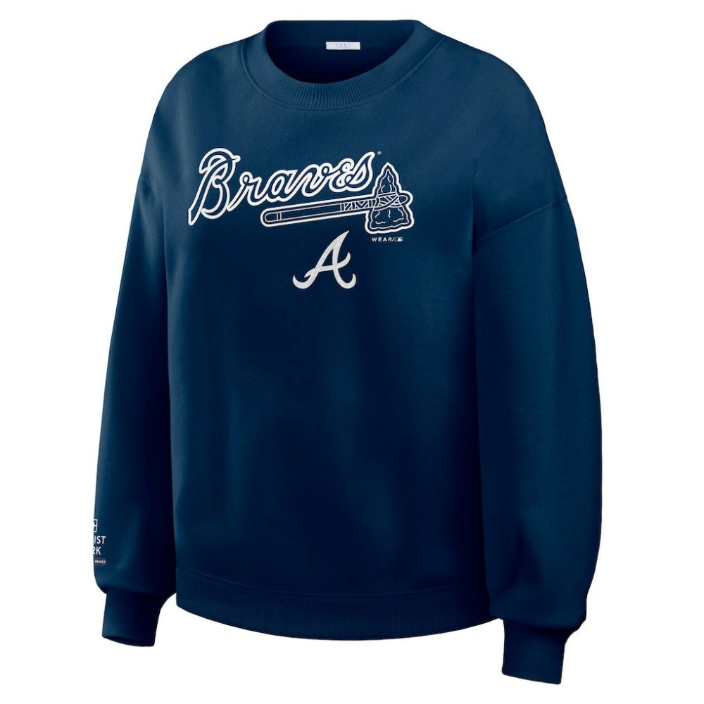Atlanta Braves WEAR by Erin Andrews Women's Heavyweight Crew Neck Sweatshirt - MLB Sweatshirts