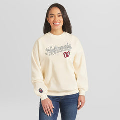 Washington Nationals WEAR by Erin Andrews Women's Heavyweight Crew Neck Sweatshirt - MLB Sweatshirts