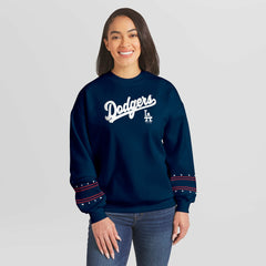 Los Angeles Dodgers WEAR by Erin Andrews Women's Americana Heavyweight Fleece Sweatshirt - MLB Sweatshirts