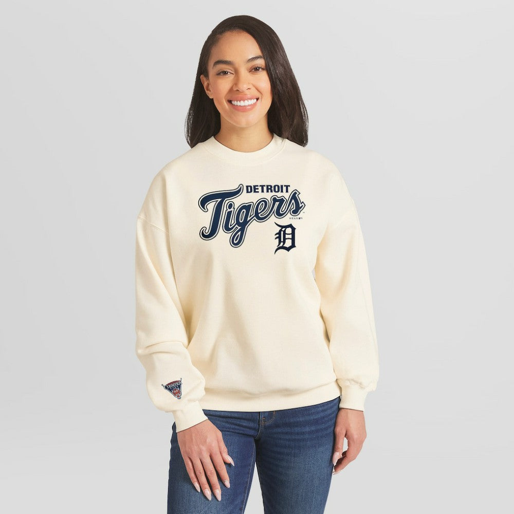 Detroit Tigers WEAR by Erin Andrews Women's Heavyweight Crew Neck Sweatshirt - MLB Sweatshirts