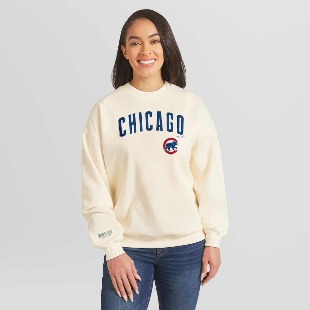 Chicago Cubs WEAR by Erin Andrews Women's Heavyweight Crew Neck Sweatshirt - MLB Sweatshirts