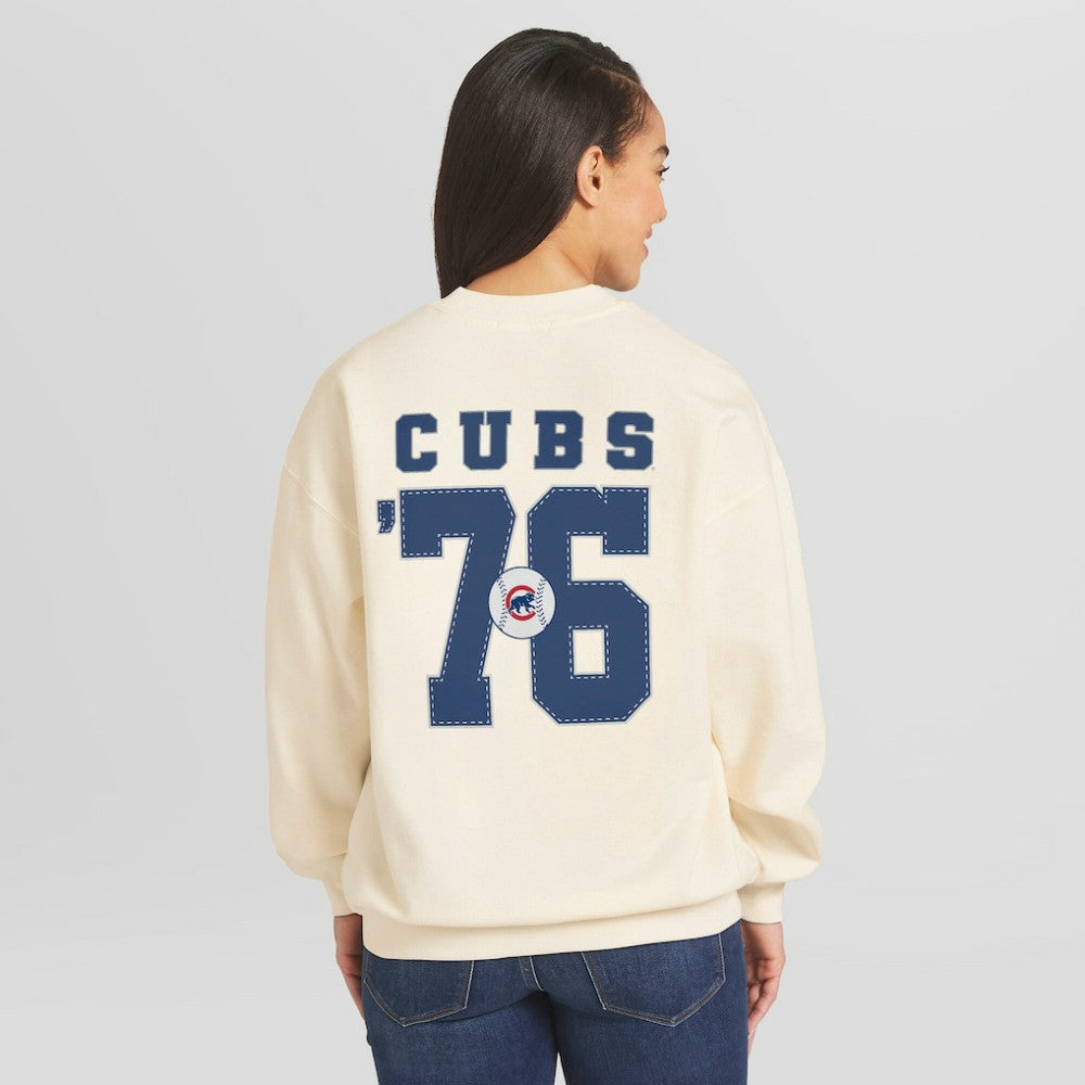 Chicago Cubs WEAR by Erin Andrews Women's Heavyweight Crew Neck Sweatshirt - MLB Sweatshirts