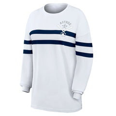 Houston Astros WEAR by Erin Andrews Women's Oversized Long Sleeve Striped T-Shirt - MLB T-shirts