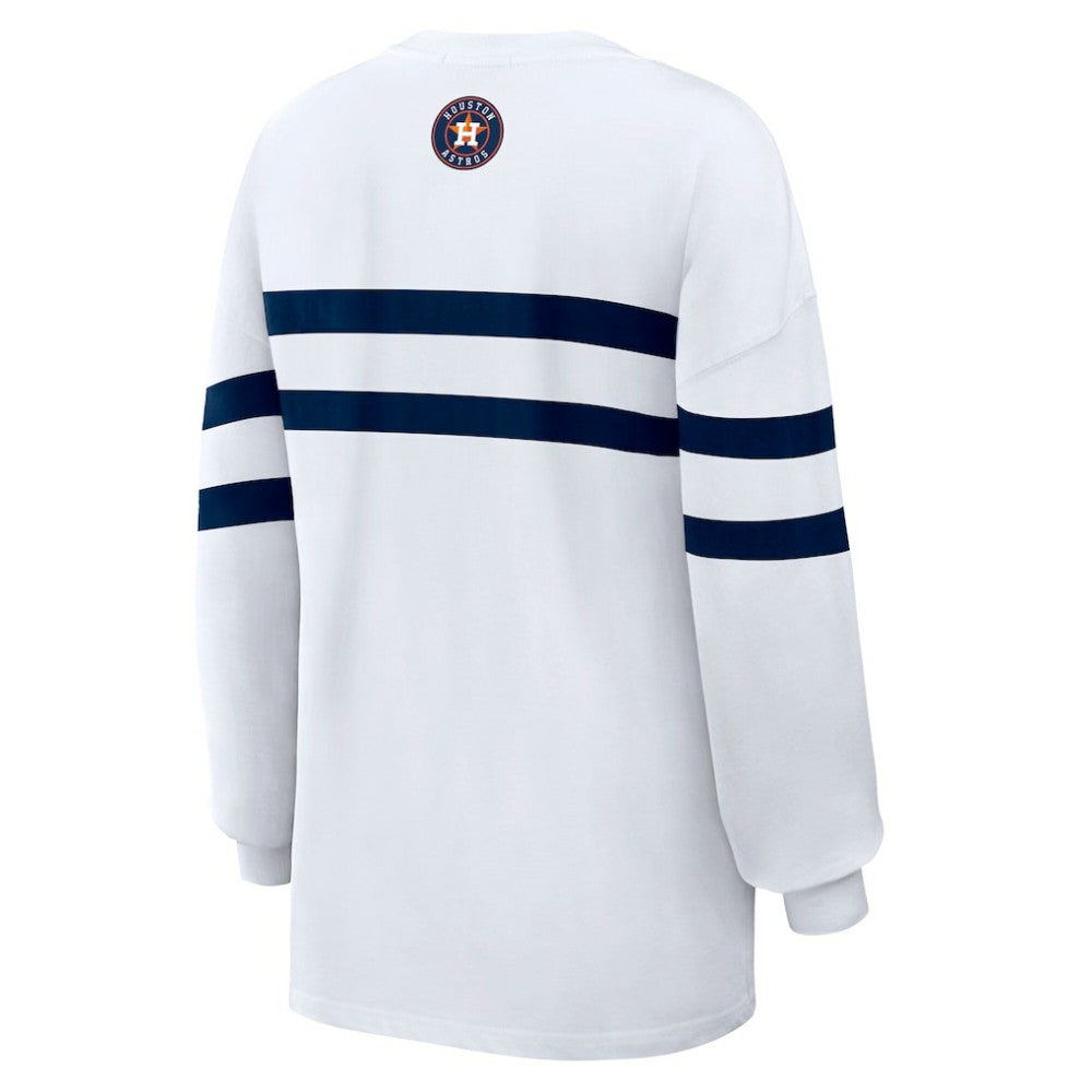 Houston Astros WEAR by Erin Andrews Women's Oversized Long Sleeve Striped T-Shirt - MLB T-shirts