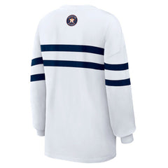 Houston Astros WEAR by Erin Andrews Women's Oversized Long Sleeve Striped T-Shirt - MLB T-shirts