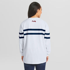 Atlanta Braves WEAR by Erin Andrews Women's Oversized Long Sleeve Striped T-Shirt - MLB T-shirts