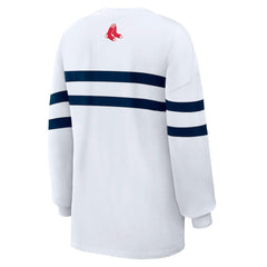 Boston Red Sox WEAR by Erin Andrews Women's Oversized Long Sleeve Striped T-Shirt - MLB T-shirts