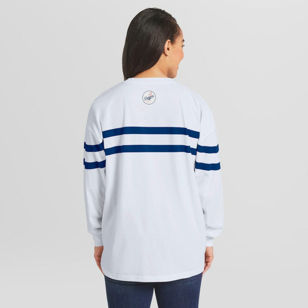 Los Angeles Dodgers WEAR by Erin Andrews Women's Oversized Long Sleeve Striped T-Shirt - MLB T-shirts