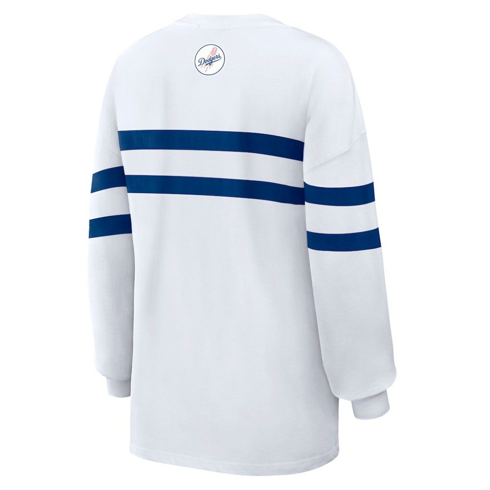 Los Angeles Dodgers WEAR by Erin Andrews Women's Oversized Long Sleeve Striped T-Shirt - MLB T-shirts